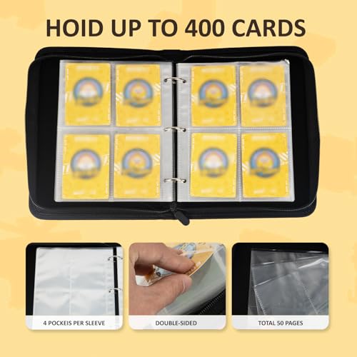 KKTROVE Trading Card Binder Album, 400 Pockets, 50 Removable 4-Pocket Pages, Waterproof (Red & White) - Image 5