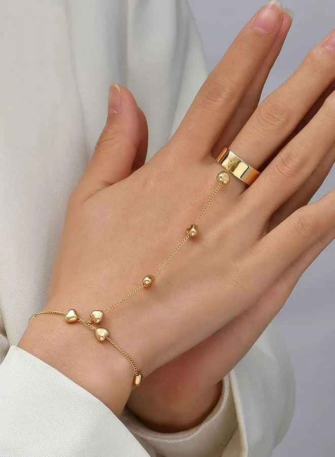 Take Two  Heart Charm Hand Chain Bracelet Ring Set for Women | Best Price UAE