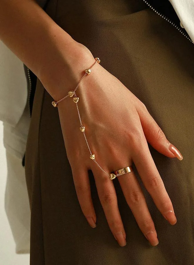 Take Two  Heart Charm Hand Chain Bracelet Ring Set for Women | Best Price UAE