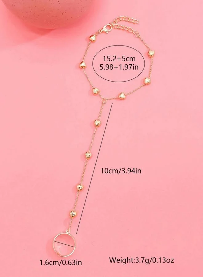 Take Two  Heart Charm Hand Chain Bracelet Ring Set for Women | Best Price UAE
