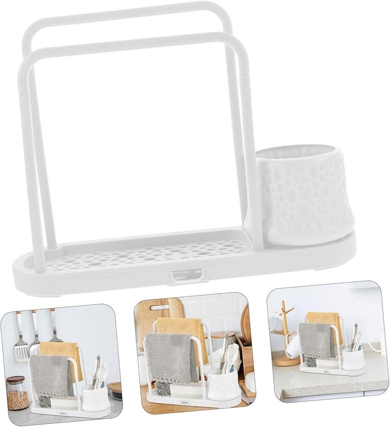 Multipurpose Kitchen Sponge Holder Tray with Dish Drying Rack Organizer for Countertop - Image 4