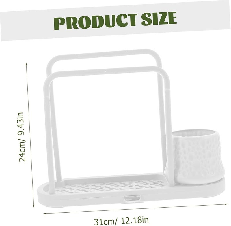 Multipurpose Kitchen Sponge Holder Tray with Dish Drying Rack Organizer for Countertop - Image 3