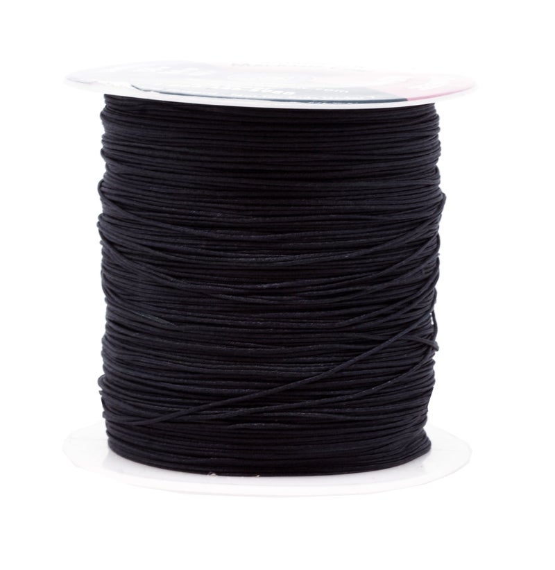 Mandala Crafts Nylon Satin Cord for Jewelry Making - 0.5mm 164 Yards Nylon Black Strings Rattail Chinese Knotting Cord for Bracelets Making - Image 1