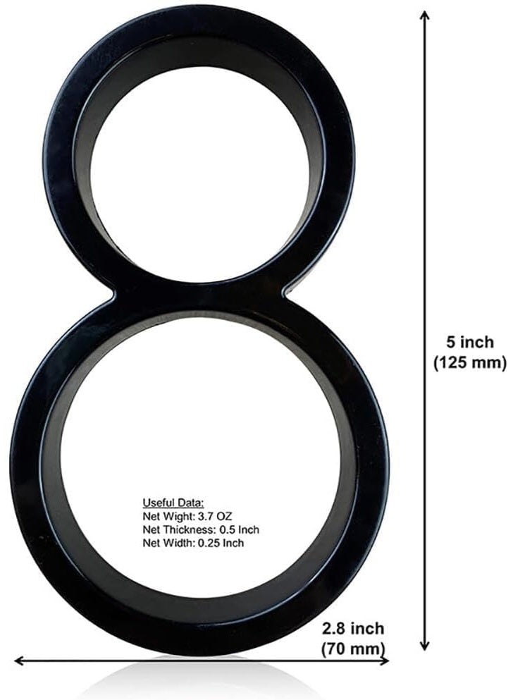 VITION Floating House Number 5 Inch, Metal Anti-Rust Outdoor Home Address Plate with Nail Kits for Door Garden Mailbox Decor Signage (Number 8, Black) - Image 2