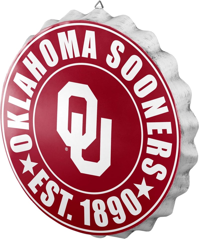 NCAA Team Logo Metal Bottle Cap Hanging Wall Sign