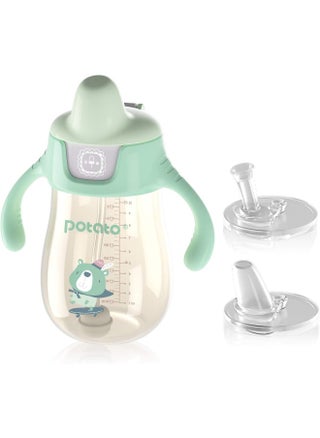 POTATO Sippy Cups For Toddlers with Straw Spill Proof, PPSU Learner Cup with Handle for Babies, Water Bottle for Baby 12 Months with 2 Type of Spout, 10 Ounce Green - pzsku/Z46DB3566EF9BB00F6B61Z/45/1745568982/9cfe4efa-6280-4170-bdd7-5fdca4f1bbc7