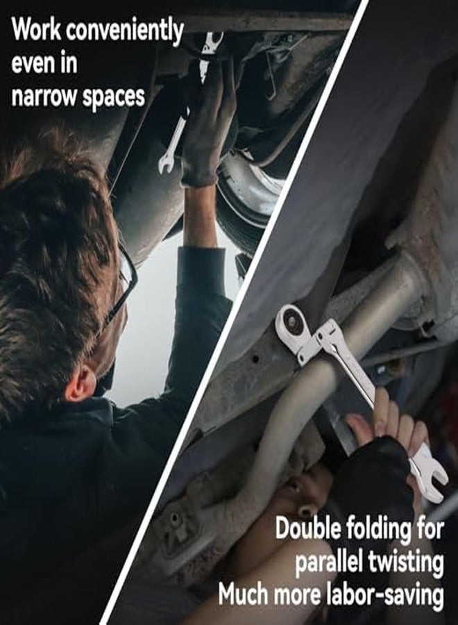 ديزن مجموعة مفاتيح ربط DISEN مكونة من 12 قطعة، برأس مرن، ومفاصل مزدوجة ممتدة، ومجموعات مفاتيح مترية طويلة من 8 إلى 19 مم، ومجموعة مفاتيح ربط مفتوحة الطرف ومرنة مع علبة، 72 سنًا، مصنوعة من فولاذ الكروم والفاناديوم، 12 نقطة - Image 2