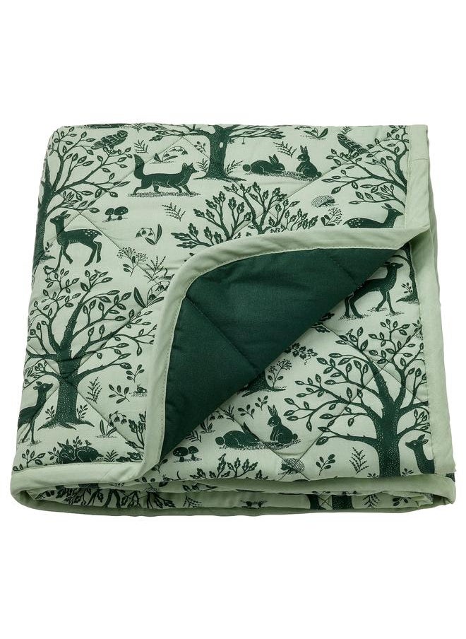 Green Tiger - Quilted blanket, forest animal pattern/green, 96x96 cm - Image 1