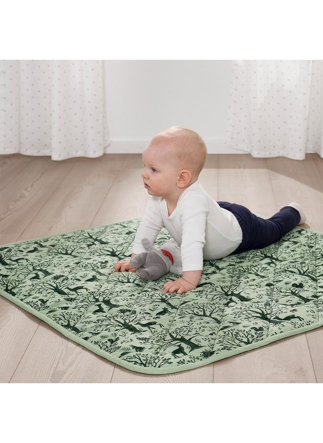 Green Tiger - Quilted blanket, forest animal pattern/green, 96x96 cm - Image 1