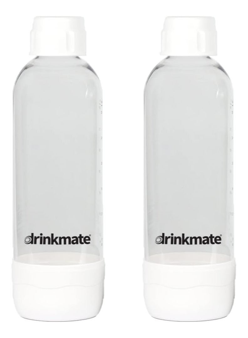 bubble-bro DrinkMate Carbonation Bottles (2 Pack) (1L, White) - Image 1