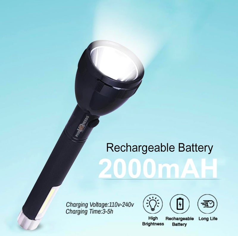 Pick Ur Needs Rechargeable Emergency Long Range Search Torch Light 50W with COB Side Light - Image 3