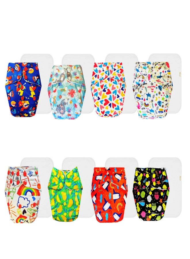 Dumbledo Premium Cloth Diaper with Cotton Insert (Pack of 8) | Snug Fit | Breathable | Travel Friendly | Designed by Moms | 3 Months - 3 Years | Unisex Baby - Image 1