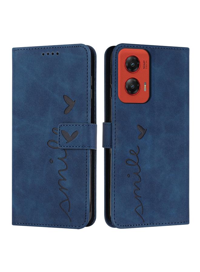 جرين تايجر حافظة هاتف جلدية منقوشة على شكل قلب لهاتف Motorola Moto G Stylus 5G 2024 مع حبل طويل (أزرق)