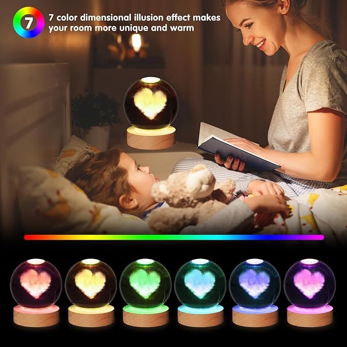 XERGY 3D Galaxy Crystal Ball Night Light, LED Solar System Crystal Ball Night Light with Wooden Base (Star Prince) - Image 5