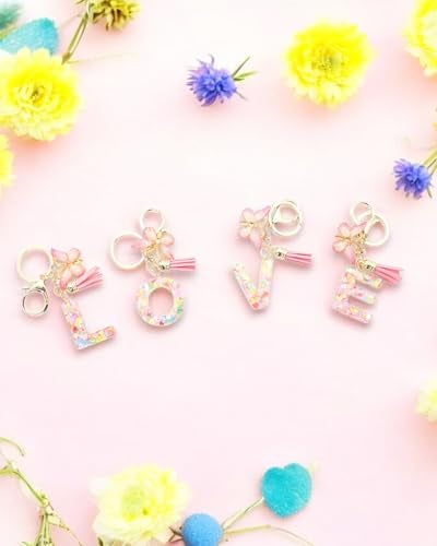 TOVICE Letter Charm Accessories for Owala Water Bottle 24-40oz, 3PC Cute Initial Charms & Water Bottle Handle Strap with a Thick Elastic Silicone Ring Holder (Pink, A) - Image 5