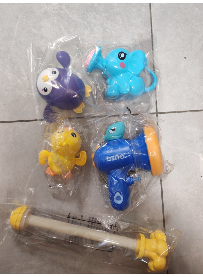 5-piece set of children's water play toys, water gun, swimming toy, watering can, penguin swimming toy - Image 1