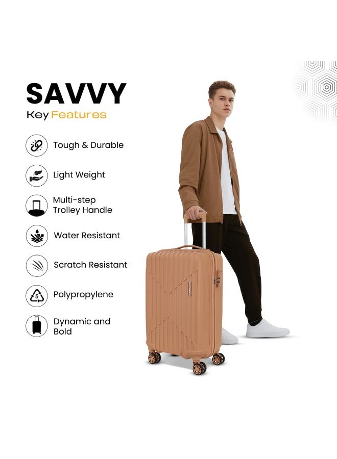 KAMILIANT by American Tourister Savvy Medium 70 cm Hard Case Polypropylene Spinner Luggage, Orange Pastry - Image 3