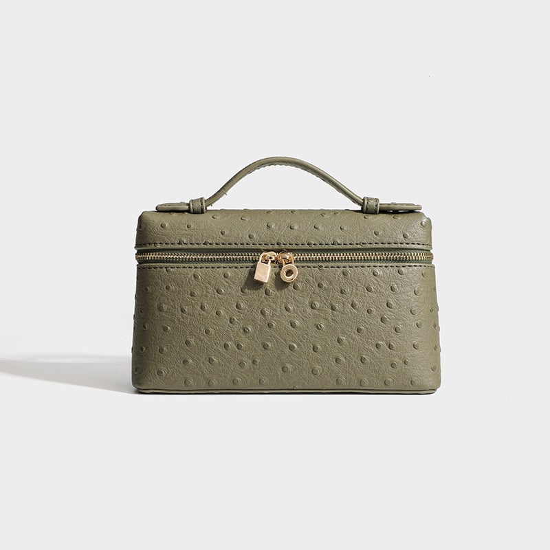 Lp19 Genuine Leather Handbag New Gigi Same Style Kelly Square Box Cosmetic Bag Golden Button Light Luxury Women'S Shoulder Bag - Image 1