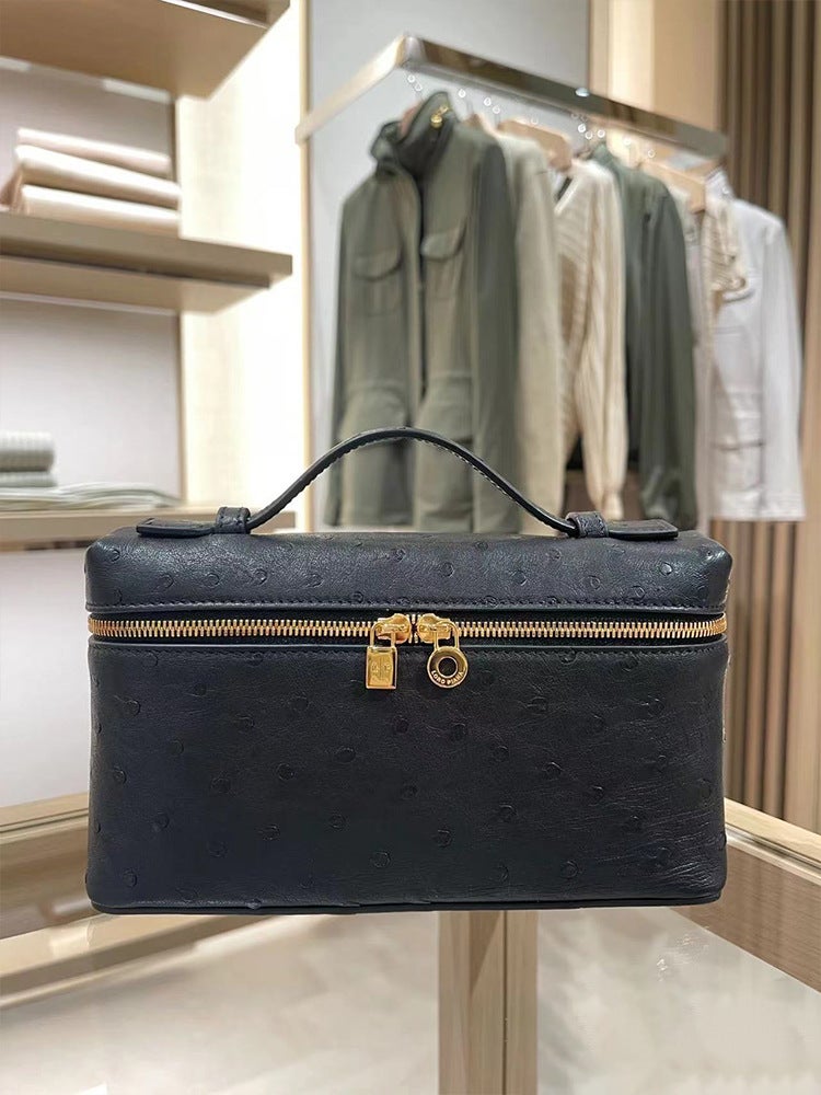 Lp19 Genuine Leather Handbag New Gigi Same Style Kelly Square Box Cosmetic Bag Golden Button Light Luxury Women'S Shoulder Bag - Image 2