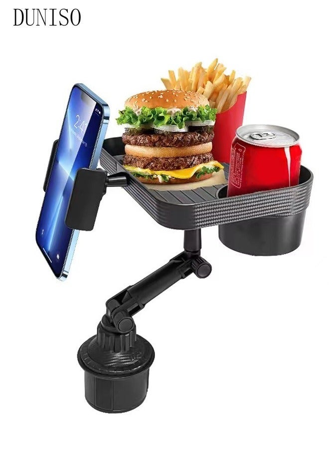 DUNISO Car Cup Holder Phone Mount 3-in-1 Cup Phone Holder for Car with Tray Mount Adjustable Base with 360° Rotation Universal Multifunctional Cup and Food Holder Cell Phone Holder for Car - Image 5