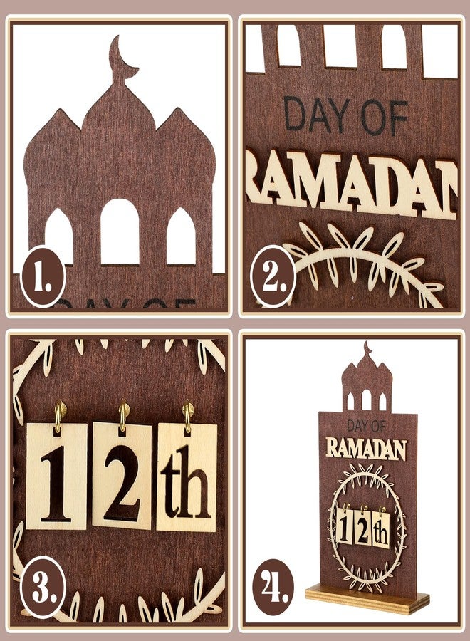 Seeloowy Eid Mubarak Decor Ramadan Advent Countdown Calendar Wooden Ramadan Decorations for Home 2026, 30 Days Til Eid 2026, Gift Muslim Islamic Decorations for Table Office - Image 4