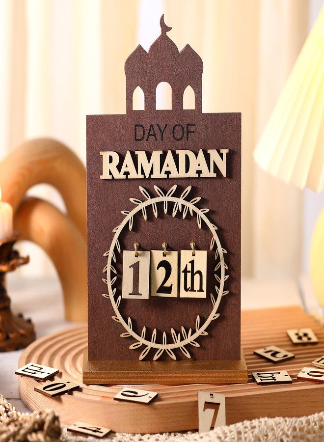 Seeloowy Eid Mubarak Decor Ramadan Advent Countdown Calendar Wooden Ramadan Decorations for Home 2026, 30 Days Til Eid 2026, Gift Muslim Islamic Decorations for Table Office - Image 1