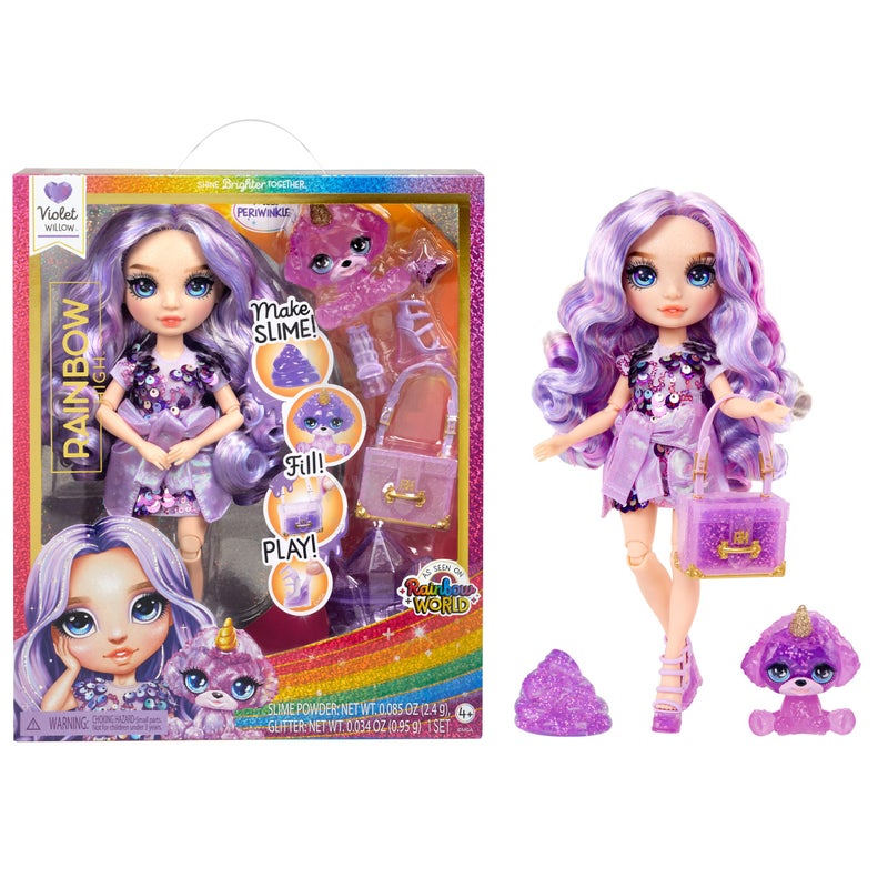 Rainbow High Violet, Purple with Slime Kit & Pet, 11" Shimmer Posable Fashion Doll with DIY Sparkle Slime, Magical Yeti Pet, Fun Play Accessories, Great Toy Gift for Girls Kids Ages 4-12 Years - Image 1