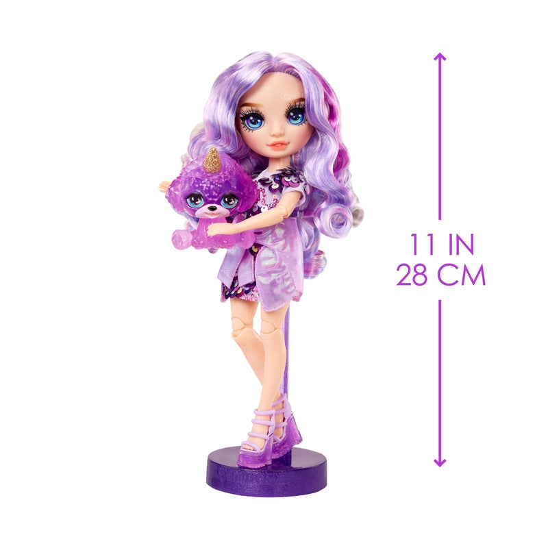 Rainbow High Violet, Purple with Slime Kit & Pet, 11" Shimmer Posable Fashion Doll with DIY Sparkle Slime, Magical Yeti Pet, Fun Play Accessories, Great Toy Gift for Girls Kids Ages 4-12 Years - Image 5
