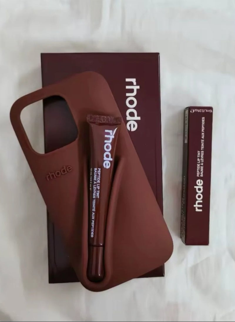 Rhode iPhone 14 Plus Silicone Lip Holder for Cell Phone, Lip Gloss Adhesive Sleeve for Phone, Lip Holder Stick-on Phone Case, Back Stick On Holder for Rhode iPhone 14 Plus Phones Case（Espresso） - Image 3