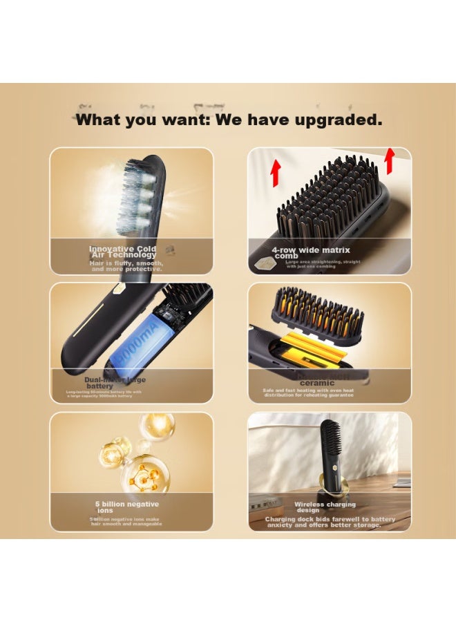 Ubelle Cold Air Wireless Straightening Brush, Negative Ion Hair Protection, Non-damaging Straightening Iron, Curling Iron, Dual-use Portable Tool, Zf09, Qixi Valentine's Day Gift - Image 2