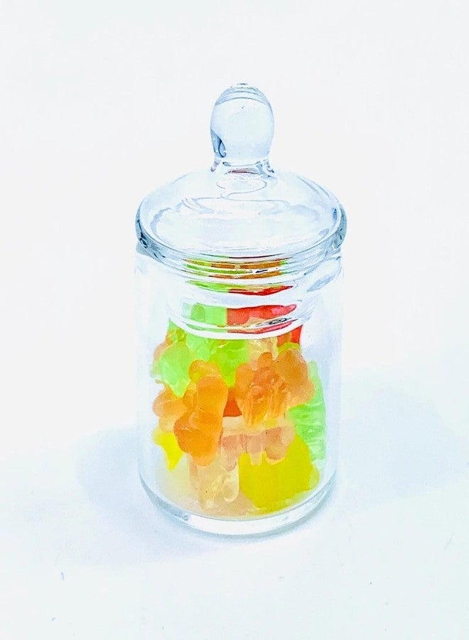 RillyRellow Miniature Glass Jar with 10 pcs Miniature Gummy Model, Tiny Gummy Glass Jar, Dollhouse Mini Glass Jar, 1:12 Scale, for Dollhouse Miniature, Fairy Garden, Diorama - Image 1