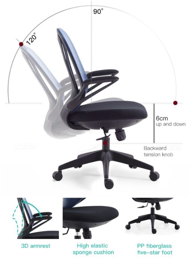 Fatio Mid-Back Ergonomic Mesh Chair - High Quality Fiber Glass PP - Black Office Chair - Image 5