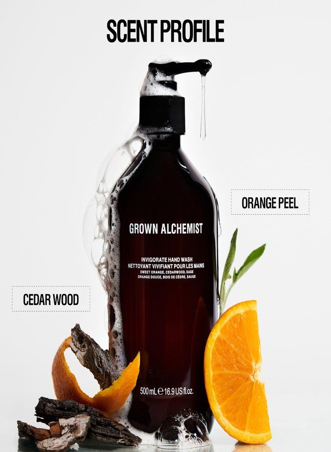 Grown Alchemist Invigorate Hand Wash + Refill Set - Liquid Hand Soap with Aloe, Sweet Orange, Cedarwood & Sage - Gentle, Moisturizing Kitchen & Bathroom Soap, Natural Plant Based Gel Cleanser - Image 4