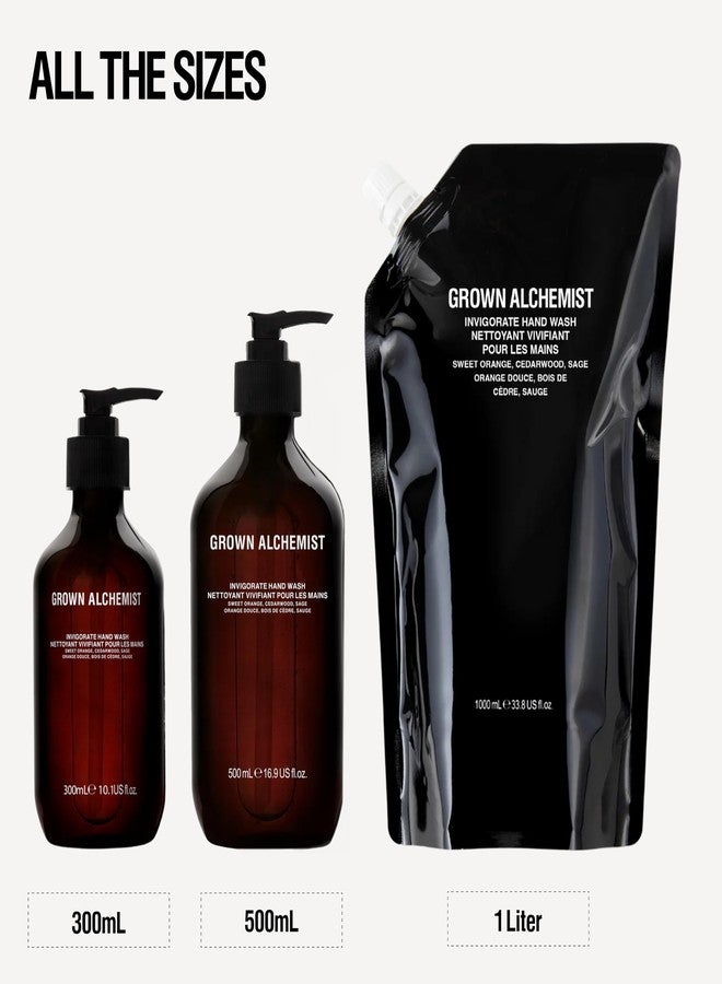 Grown Alchemist Invigorate Hand Wash + Refill Set - Liquid Hand Soap with Aloe, Sweet Orange, Cedarwood & Sage - Gentle, Moisturizing Kitchen & Bathroom Soap, Natural Plant Based Gel Cleanser - Image 5
