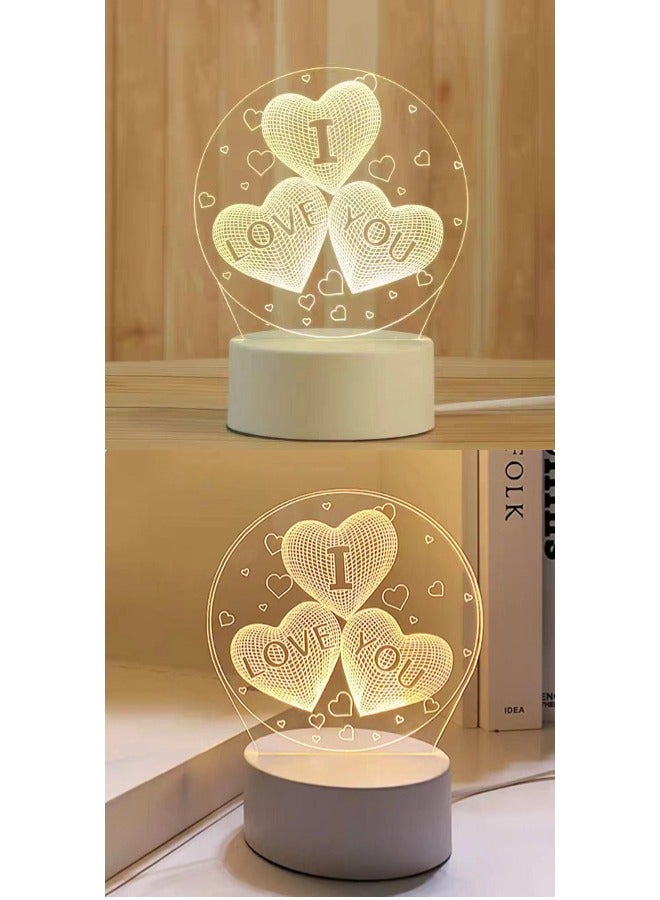 شيبشيب أضواء ديكور المنزل، مصباح ليلي ثلاثي الأبعاد LED للحب، واجهة USB - Image 5