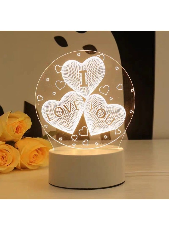 شيبشيب أضواء ديكور المنزل، مصباح ليلي ثلاثي الأبعاد LED للحب، واجهة USB - Image 1