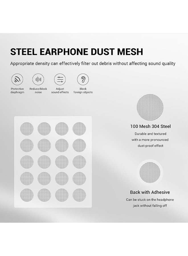 Wffo 20 PCS Earbud Mesh Replacement with Tweezers, 4mm Stainless Steel Earbud Dust Filter Mesh Compatible with Most in-Ear Headphones - Image 3