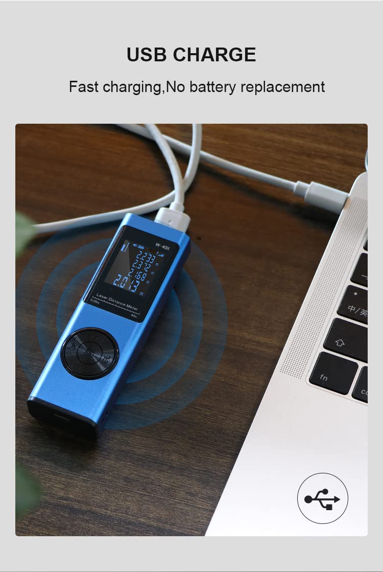 XPR3SS 80 Meters(263 feet) Type-C Rechargeable Angular Measure Metal Ultra Mini Compact Laser Distance Meter Range Finder Portable Digital Measuring Device. - Image 1