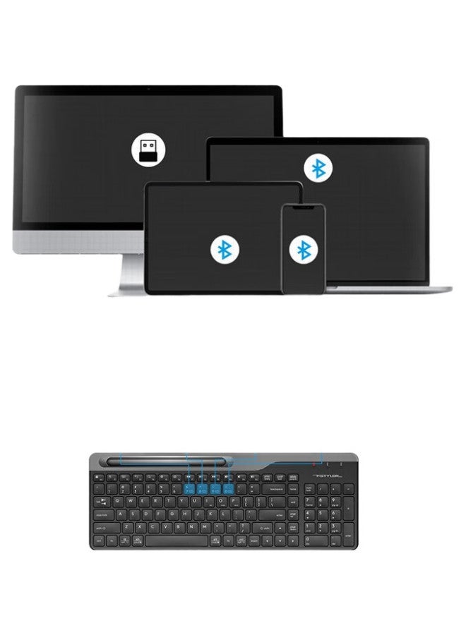 A4Tech Fbk25 Wireless Bluetooth Keyboard For Ipad, Tablet, Smartphone, Laptop, Office Use, Short Portable Keyboard, Fei Shidai, Su Kong Gray - Image 1