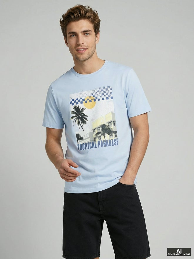 Rebel Men Graphic Print Crew Neck T-Shirt - Image 5