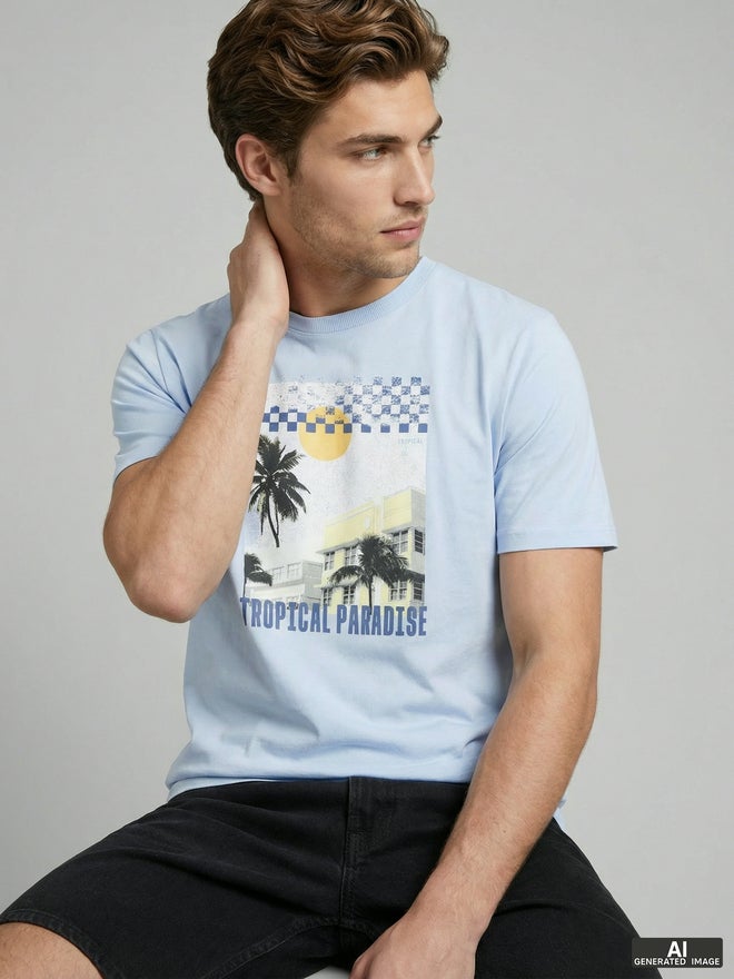 Rebel Men Graphic Print Crew Neck T-Shirt - Image 3