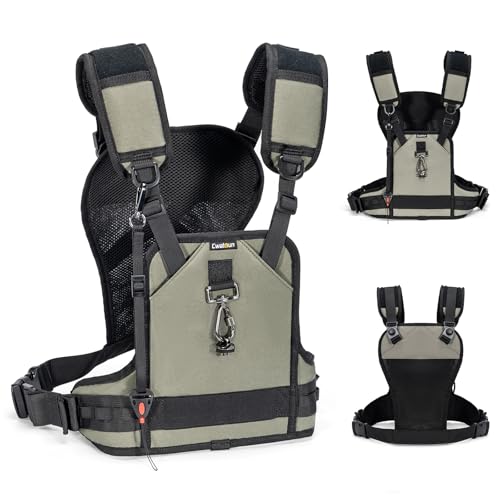 Cwatcun Professional Camera Harness & Vest System - Triple Safety Mount, 10 Accessory Points, Dual Camera Straps & Lightweight Design for Outdoor Photography - Image 1