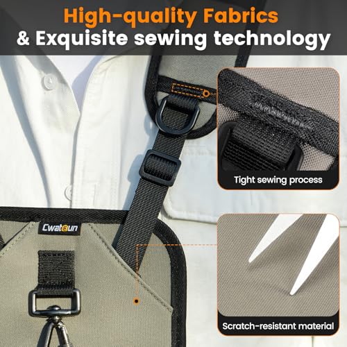 Cwatcun Professional Camera Harness & Vest System - Triple Safety Mount, 10 Accessory Points, Dual Camera Straps & Lightweight Design for Outdoor Photography - Image 5