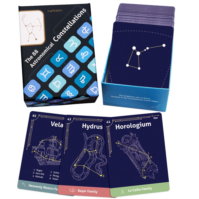 CARDDIA | The 88 Astronomical Constellations Educational Flashcards | Ideal for Astronomy Students and Educators - Image 1