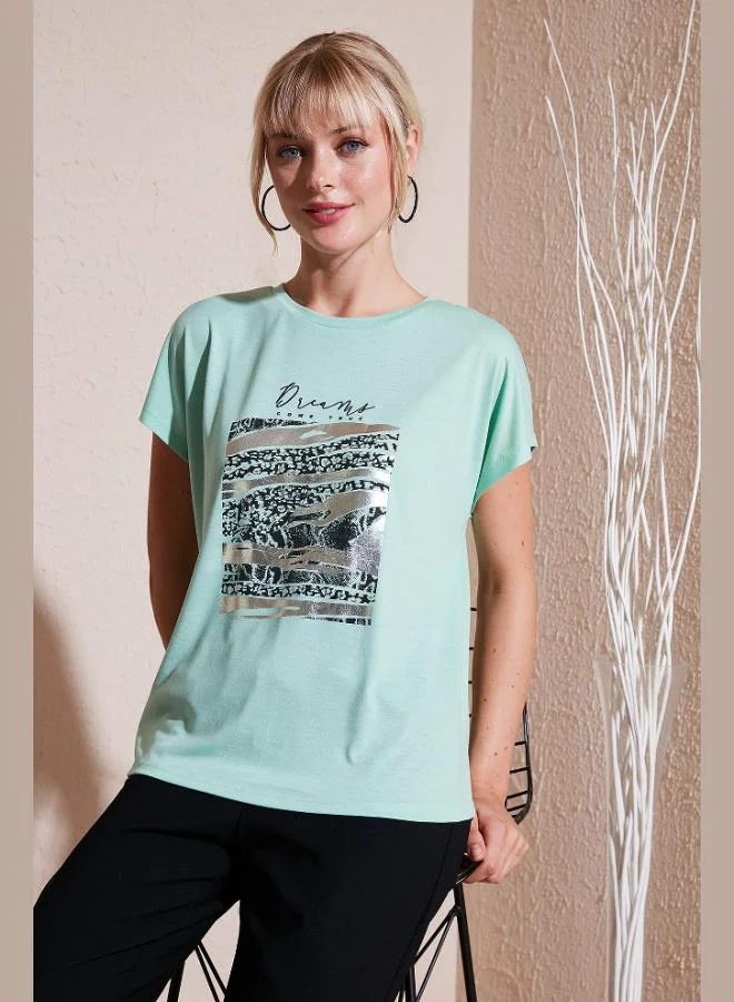 Lela Lela Printed Crew Neck Regular Fit T-Shirt Women's T-Shirt 6671000