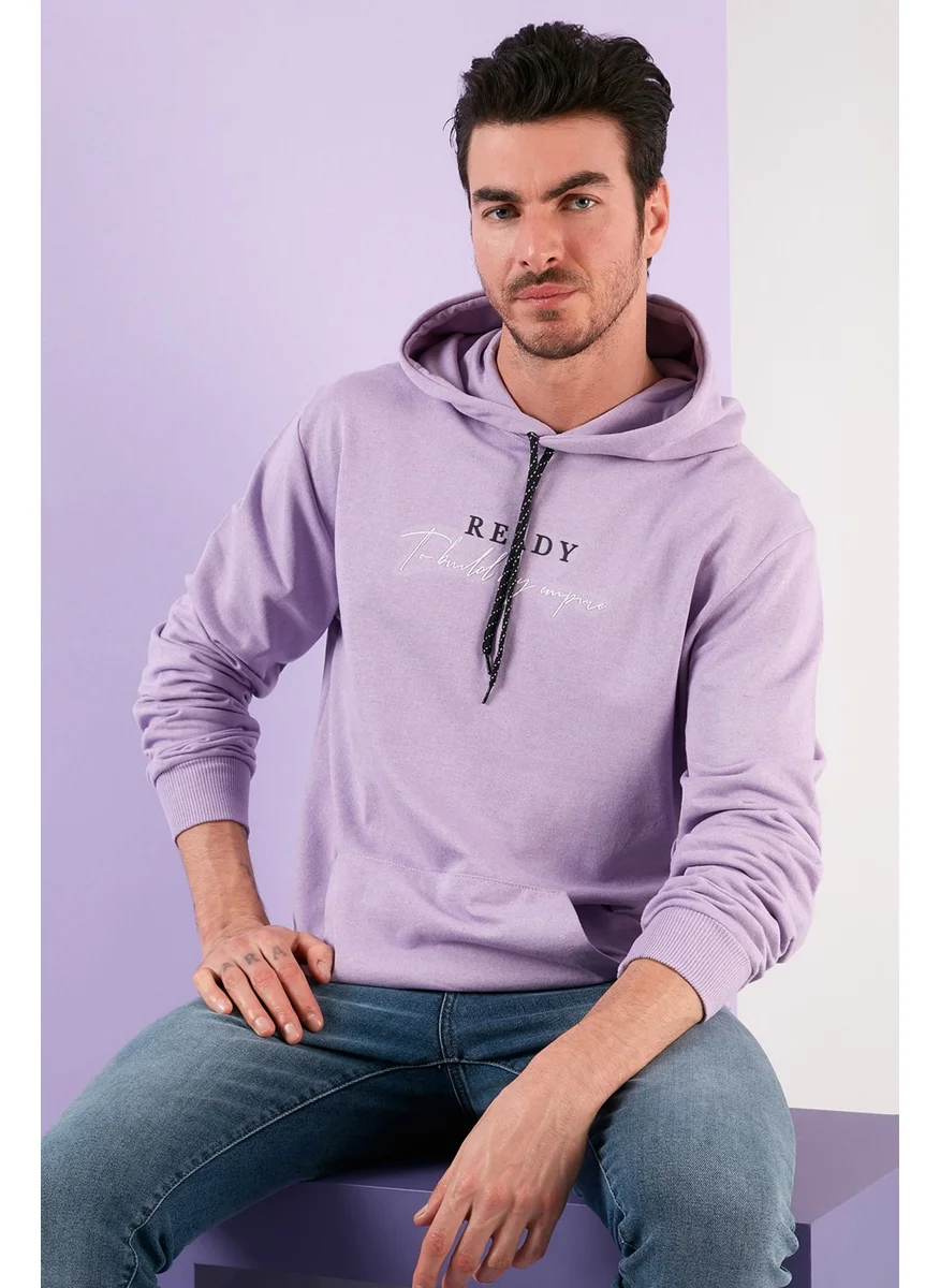 بوراتي Slim Fit Printed Hooded Kangaroo Pocket Cotton Sweat Men's Sweat 5414020