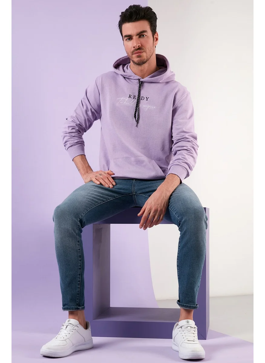 بوراتي Slim Fit Printed Hooded Kangaroo Pocket Cotton Sweat Men's Sweat 5414020