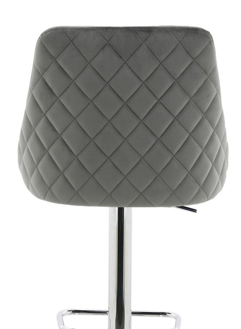 VANITY LIVING Milan Bar Stool in Grey – Padded Seat with Backrest, Chrome Base, Adjustable Height Swivel Chair for Kitchen Island and Bar Counter - Image 5