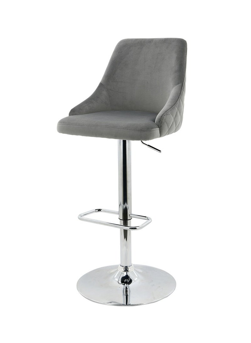 VANITY LIVING Milan Bar Stool in Grey – Padded Seat with Backrest, Chrome Base, Adjustable Height Swivel Chair for Kitchen Island and Bar Counter - Image 2
