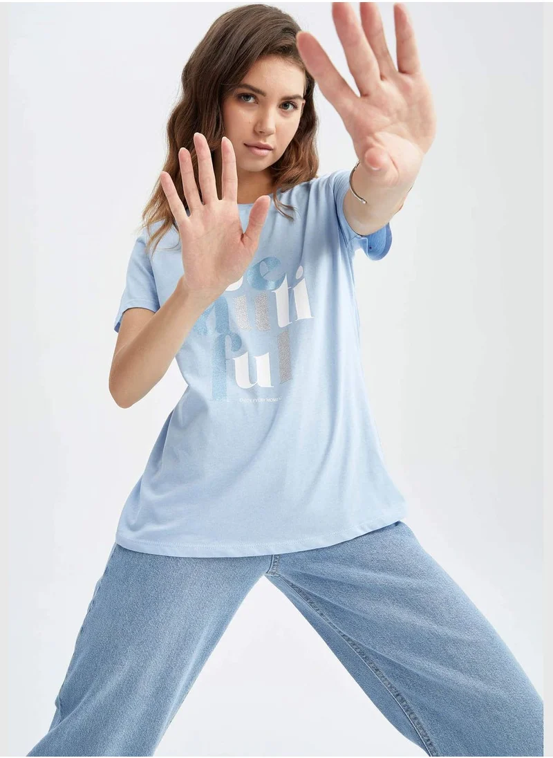 DeFacto Regular Fit Short Sleeve Colour Block Printed T-Shirt
